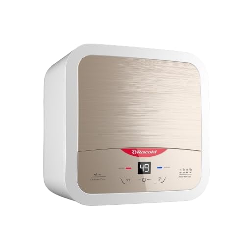 Racold Omnis DG 15L Vertical 5 Star Storage Water Heater (Geyser) Sandstorm Gold|Digital Display| Touch Control|Auto Diagnosis| Suitable for High Rise Buildings|Free Standard Installation & Pipes