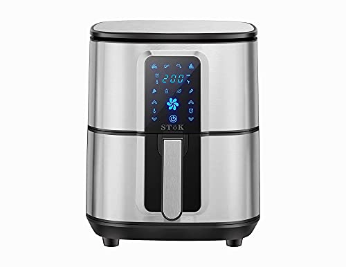 SToK (ST-AFD110-S) Air Fryer Max | Digital Touchscreen with 8 Presets, 6.5 Liter 1800-Watts Electric Fryer Oven & Oil-Less Cooker for Roasting | 29 Recipes in one Book and Metal Grill Free in Box Package (1 Year Offsite Warranty)