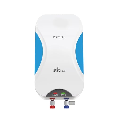 Polycab Etira Plus 3 litre, 3KW Electric Instant Geyser (Water Heater) For Home, Bathroom | Efficient Heating Element | Enhanced Safety Measures | Versatile Usage | Durable Engineered Body【White】