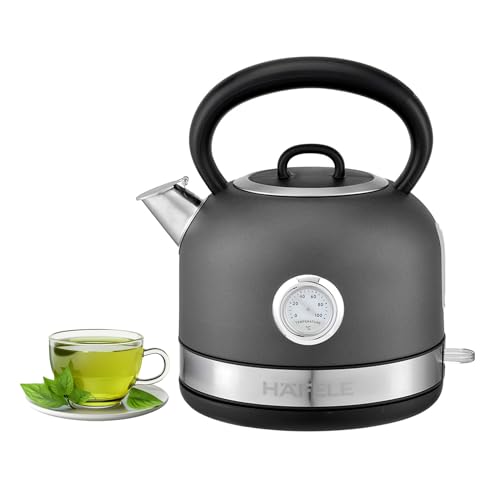 Hafele Dome Plus 2200W, 240V Electric Stainless Steel Kettle with Spout Cover with Analogue Temperature Display, Detachable Micro-Mesh Filter for Lime Scale Filtering, Easy Cleaning (1.7 L, Grey) “