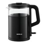 Havells MARINO Low Noise Glass Electric Kettle 1L|1200W Borosilicate Glass inner & Cool Touch Outer Body| Detachable LID|304 Rust Resistant SS Base|2 Yr Manufacturer Warranty (Black)