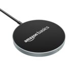 Amazon Basics Magnetic Wireless Charger | 15W Fast Charging Circular Pad | for iPhone 13/13 Pro/13 Mini/13 Promax/12/11, Samsung Galaxy S21/S20/Note 10/Edge Note 20Ultra/S10, Airpods Pro, Silver