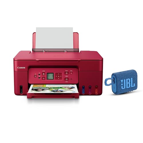 Canon PIXMA MegaTank G3770 Red All-in-one (Print, Scan, Copy) WiFi Inktank Colour Printer (Black 6000 Prints & Colour 7700 Prints) for Office,Scan The QR Code & Get a JBL Speaker Free on Registration