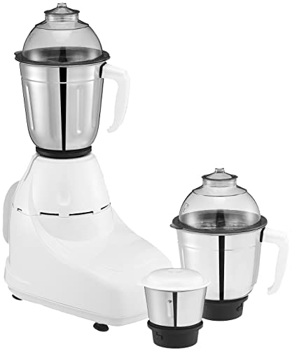 Bajaj GX-8 Mixer Grinder 750W| Mixie For Kitchen with Nutri-Pro Feature|3 Stainless Steel Mixer Jars|Stainless Steel Grinding Blades| 3-Speed Control| Motor Overload Protector|White