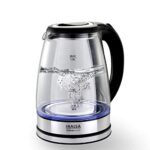 Inalsa Electric Kettle Prism Inox – 1350 W with LED Illumination & Boro-Silicate Body, 1.8 L Capacity along with Cordless Base, 2 Year Warranty (Black)