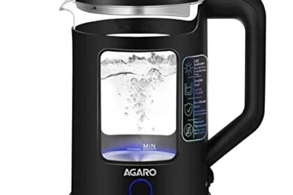 AGARO Galaxy Electric Kettle with Keep Warm Function, BPA Free PP Plastic & Glass body, Double Wall Design, Bicolor LED, 1.5L, Hot Water Kettle with Auto Shut-Off and Boil Dry Protection, Black