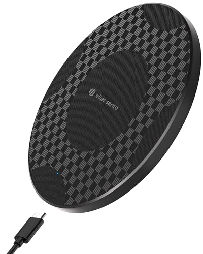 eller santé® 15W Wireless Charger Waverex Fast Charging Pad PD & Qi-Certified with Type C Cable for iPhone 15/15 Plus/15 Pro/15 Pro Max, iPhone 14/14 Plus/14 Pro/14 Pro Max, iPhone 13/12/11 Series