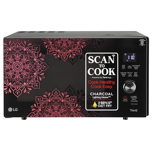LG 28 L Scan to Cook Wi-Fi Enabled Charcoal Convection Healthy Microwave Oven (MJEN286VIW, Black, Heart Friendly Recipes & 360° Motorised Rotisserie)