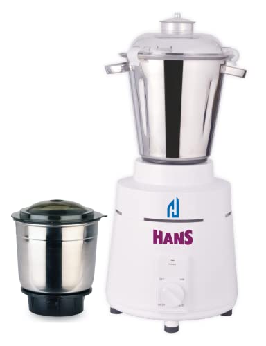 HANS Dominar 1400 Watts 2 HP Commercial Mixer Grinder, 100% Copper Motor, 2.5 litre And 1 Litre Stainless Steel Jars, Heavy Duty Color White