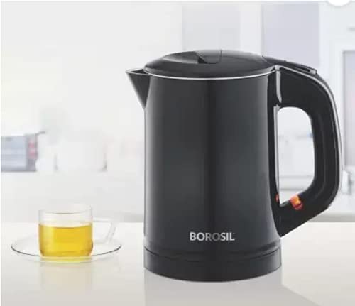 Borosil Eva Cool Touch 0.6 liter Stainless Steel Kettle Electric Kettle (Black), 750 Watts