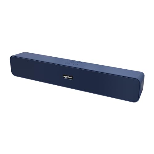 amazon basics 16W Bluetooth Soundbar Speaker with 1200mah Battery, BT v5.1, Aux, USB Port for Mobile, PC, Tablets, and Laptops (Blue)