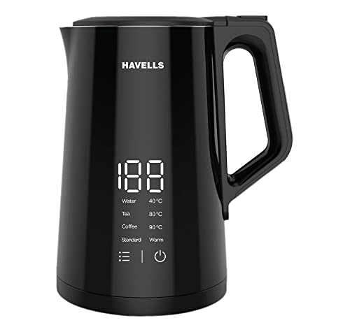 Havells I-Conic 1.5 Litre Digi Kettle with double wall and 304 stainless steel tank (Black)