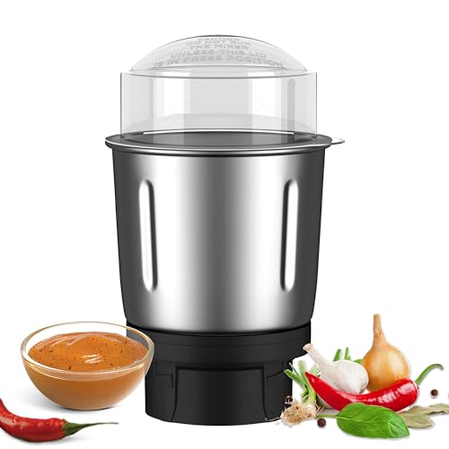 GIGAWATTS Mixer Grinder Blender Jar Stainless Steel Mini Chutney Container without Transparent Clip Lid Strong Coupler Ideal Kitchen Accessory for Dry Wet Mixture Dosa Batter (0.5L, Pack of 1)