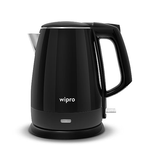 Wipro Vesta 1.5 liter| BK205 Cool Touch Kettle|Anti – Rust Shield|SS304|Super Fast Heating|Triple Layer Protection – Overheating, Dry Boil & Excess Steam|Single Touch Open Lid, 1500 watts