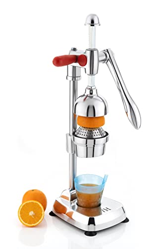 7H Hand Press Juicer Machine Heavy Duty Citrus Manual Juicer & Orange Squeezer for Fruits & Vegetables – Silver (Double Polish)