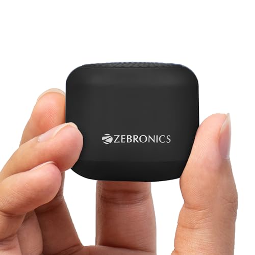 ZEBRONICS New Launch PIXIE Portable Speaker, 5 Watts, Supports Bluetooth, TWS Function, mSD, Compact Design, Call Function, Carry Loop, upto 7h Backup (Black)