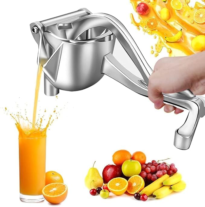 MEDALLIX Aluminium Manual Fruit Juicer – Heavy Duty Hand Press for Oranges, Lemons, Limes – Garlic Paste per Clove – Orange Juicer with Aluminium Handle