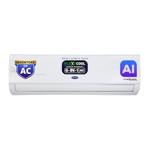 Carrier 2 Ton 3 Star AI Flexicool Inverter Split AC (Copper, Convertible 6-in-1 Cooling,Dual Filtration, Auto Cleanser, 2024 Model,ESTER Exi, CAI24ES3R34F1,White)