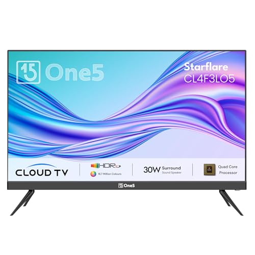 One5 109 cm (43 inches) Starflare Cloud Frameless HD Ready Smart Android LED TV CL4F3LO5 (Black) | (2024 Model)