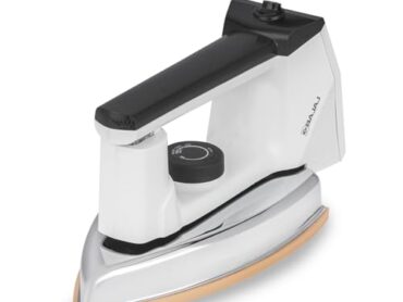 Bajaj DX 16 Heavy Weight Dry Iron | 1100 W Heavy Weight Dry iron | Aluminum | DuraGlide Soleplate | 2 Years Warranty | White & Black