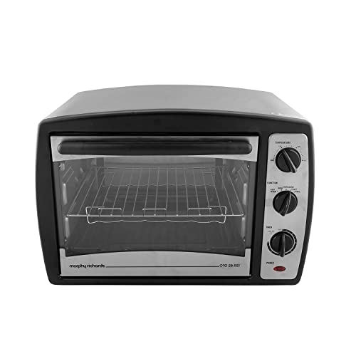 Morphy Richards Motorised Rotisserie Stay On Function Mirror Finish Door Stainless Steel Body Oven Toaster Griller RSS – 28 Liter (Black),1600 Watts