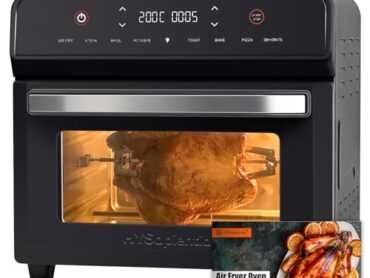 HYSapientia Air Fryer Oven 24L Mini Oven Countertop Convection Large Capacity Digital Touch Screen 1800W 8 Multifunctions electric and grill, Oil Free Cooking, Double Glazed Door Full Accessory Set