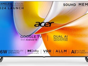 Acer 126 cm (50 inches) I Pro Series 4K Ultra HD LED Smart Google TV AR50UDIGU2875AT (Black)