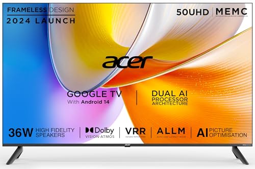 Acer 126 cm (50 inches) I Pro Series 4K Ultra HD LED Smart Google TV AR50UDIGU2875AT (Black)