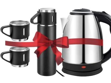 ELECRANGE Combo (3 in 1) Electric Kettle 1.8 ltr,Premium Thermo Vaccum Flask Set (Insulated,500ML) With coffee Mug 3 Piece for coffee,Tea,Hot And Cold Drink for Travel And Diwali Gift