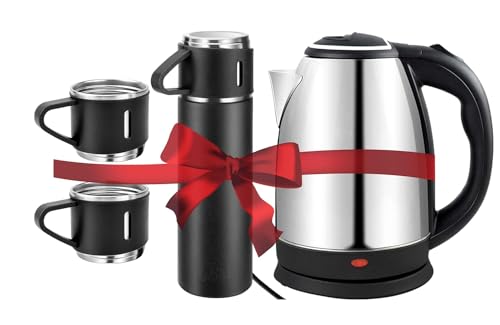 ELECRANGE Combo (3 in 1) Electric Kettle 1.8 ltr,Premium Thermo Vaccum Flask Set (Insulated,500ML) With coffee Mug 3 Piece for coffee,Tea,Hot And Cold Drink for Travel And Diwali Gift